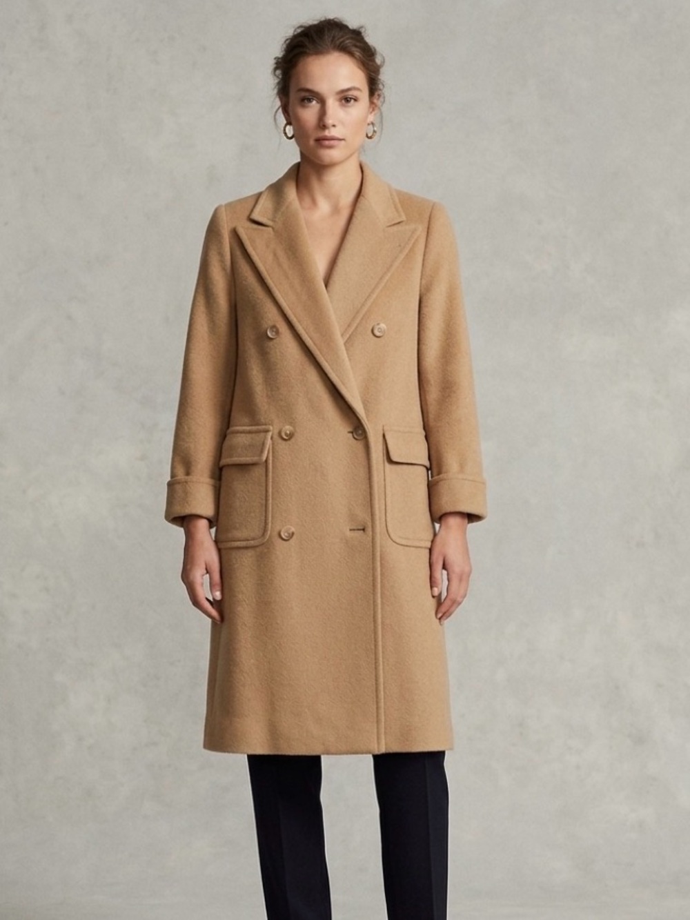 Ralph Lauren Double-Breasted Camel Trench Coat